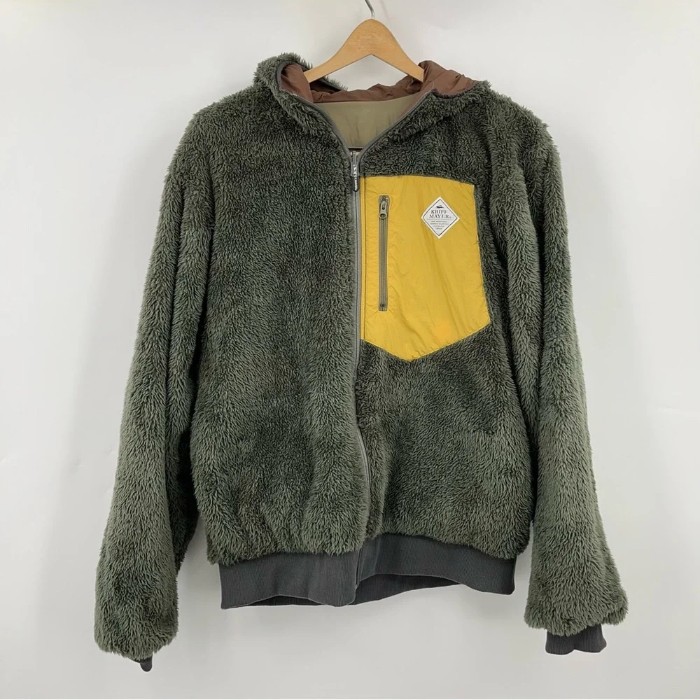 KRIFF MAYER M/L Japan Colorblock Sherpa Fleece Jacket reversible mens